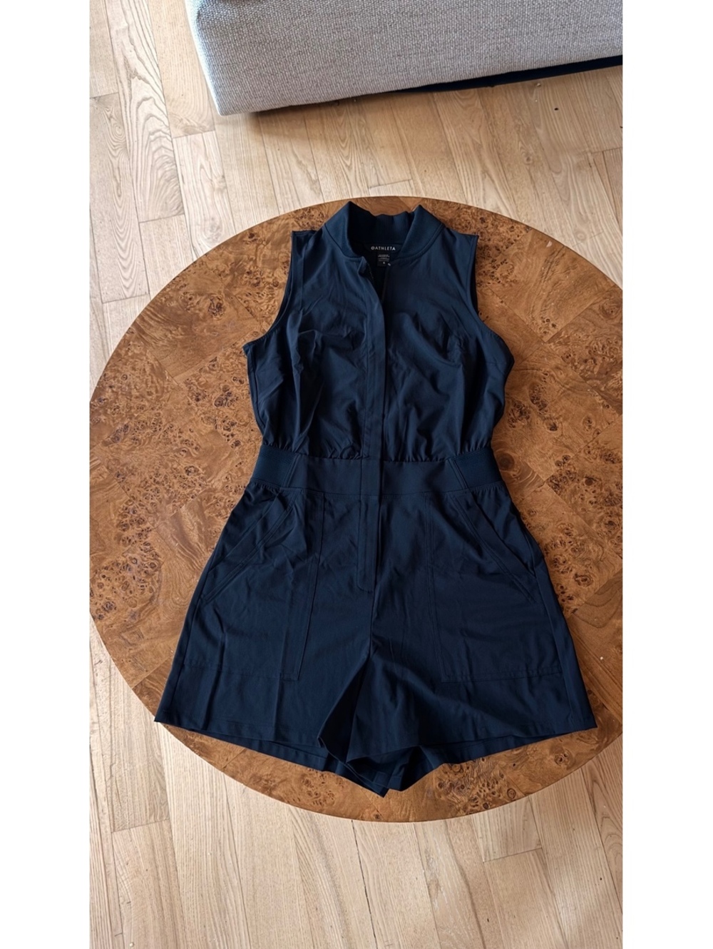 Athleta Black Sleeveless Zip-Up Romper Shorts - Size 0